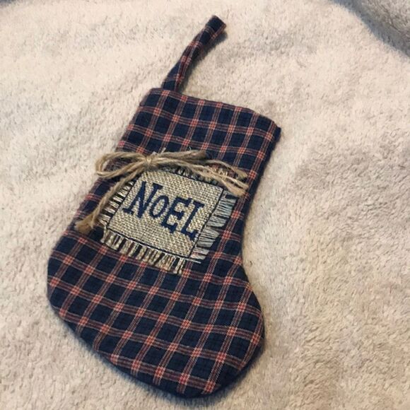 Plaid Christmas Stocking Blue Holiday Decorations - Picture 13 of 16